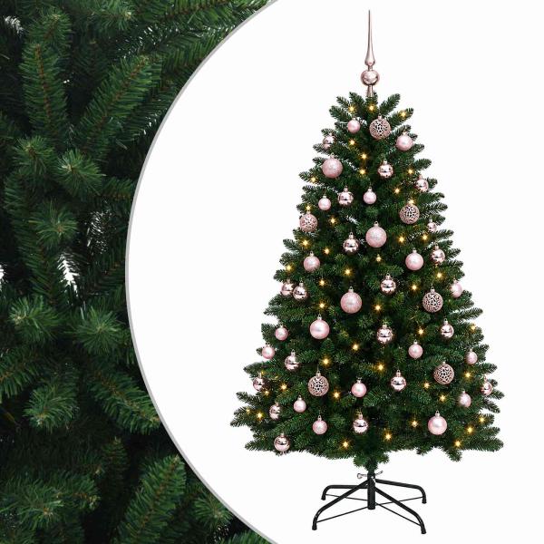 Künstlicher Weihnachtsbaum Mittelgrün mit Kugeln 120 cm