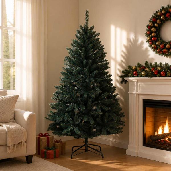 ARDEBO.de - Künstlicher klappbarer Weihnachtsbaum 120 cm PVC Dunkelgrün