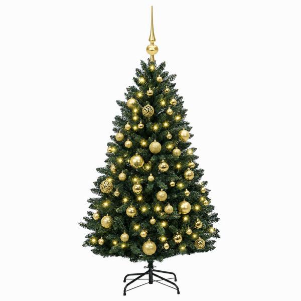 Künstlicher Weihnachtsbaum Dunkelgrün mit Weihnachtskugeln