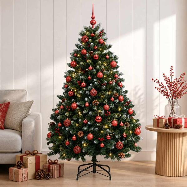 Künstlicher Weihnachtsbaum Grün mit Weihnachtskugeln 180 cm