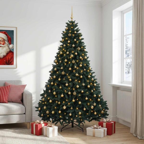 Künstlicher Weihnachtsbaum Dunkelgrün mit Kugeln 300 cm