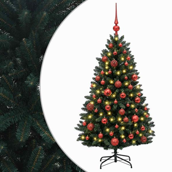 Künstlicher Weihnachtsbaum Dunkelgrün mit Kugeln 150 cm