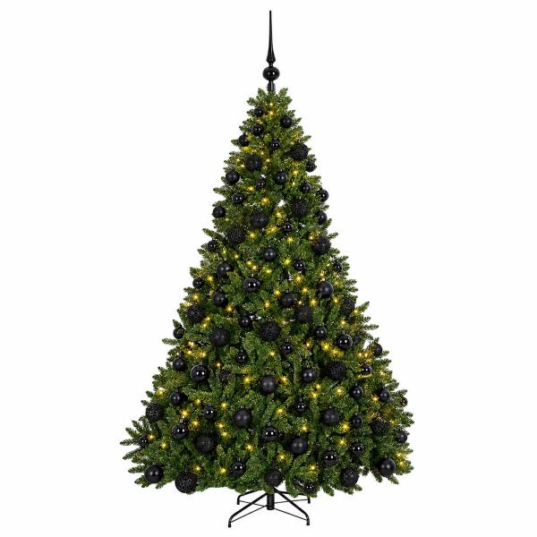Künstlicher Weihnachtsbaum hellgrün mit Weihnachtskugeln 240 cm