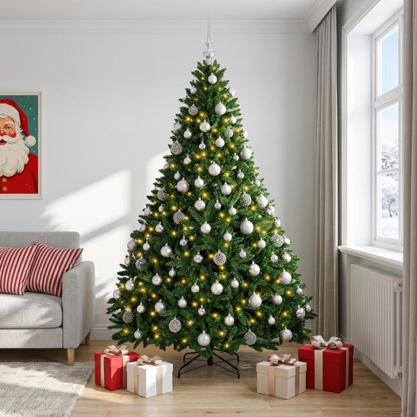 ARDEBO.de - Künstlicher Weihnachtsbaum Mittelgrün mit Kugeln 210 cm