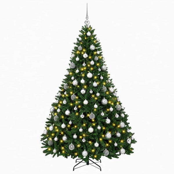 Künstlicher Weihnachtsbaum Mittelgrün mit Kugeln 210 cm