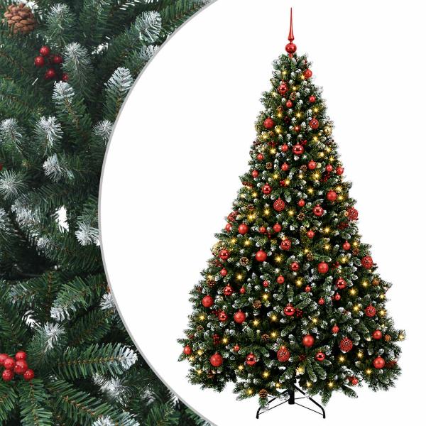 Künstlicher Weihnachtsbaum Grün mit Christbaumkugeln 210 cm