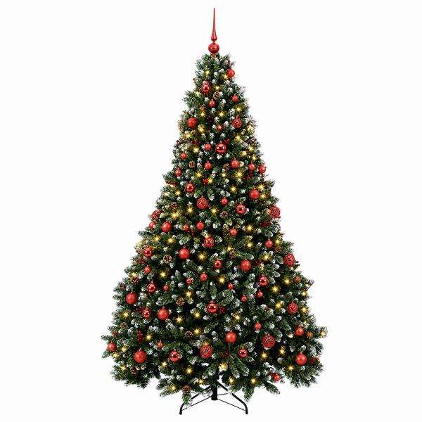 Künstlicher Weihnachtsbaum Grün mit Christbaumkugeln 210 cm