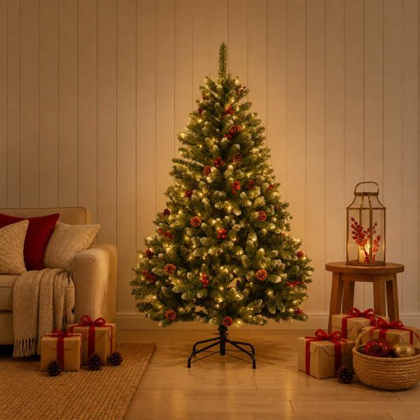 ARDEBO.de - Künstlicher klappbarer Weihnachtsbaum 180 cm 300 LEDs