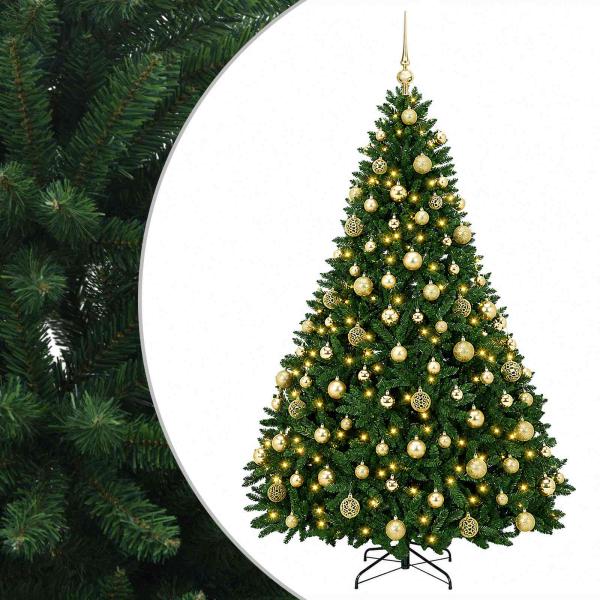 Künstlicher Weihnachtsbaum Mittelgrün mit Kugeln 180 cm