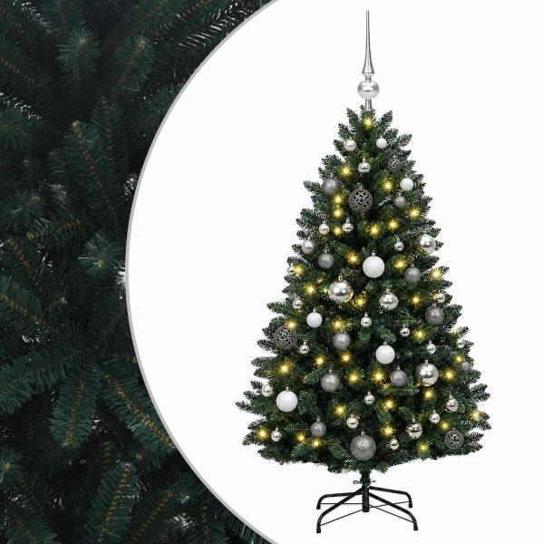 Künstlicher Weihnachtsbaum, dunkelgrün, mit Kugeln 150 cm
