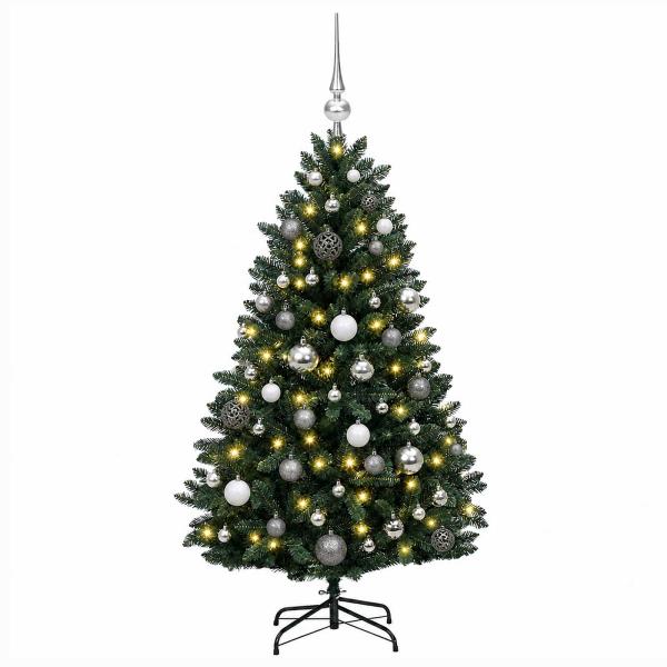 Künstlicher Weihnachtsbaum, dunkelgrün, mit Kugeln 150 cm