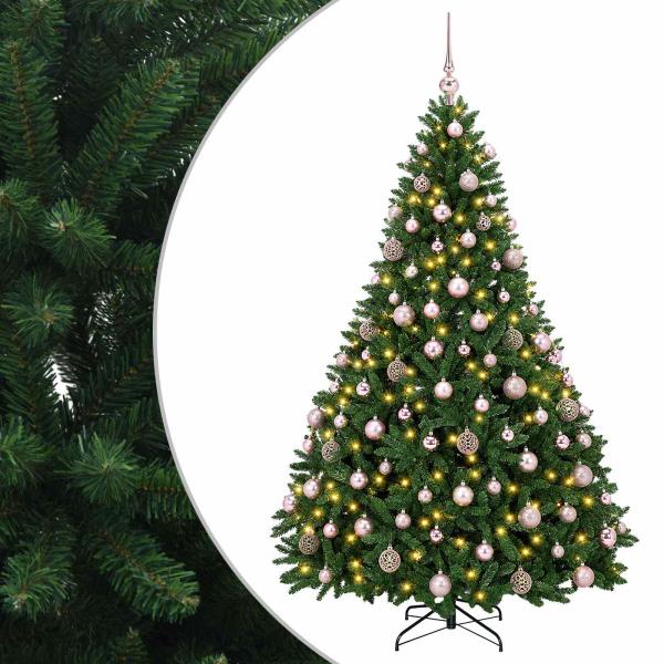 Künstlicher Weihnachtsbaum Mittelgrün mit Kugeln 210 cm