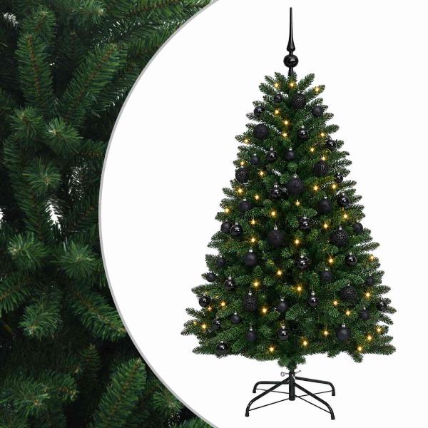 Künstlicher Weihnachtsbaum Mittelgrün mit Kugeln 150 cm