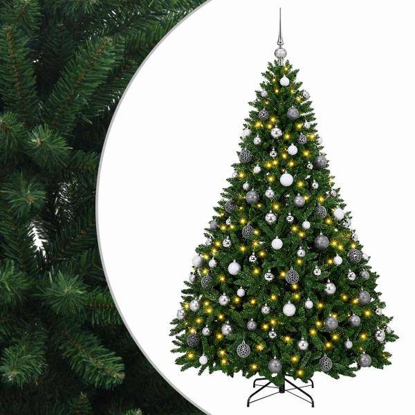 Künstlicher Weihnachtsbaum Mittelgrün mit Kugeln 210 cm
