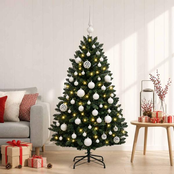 Künstlicher Weihnachtsbaum Dunkelgrün mit Kugeln 120 cm