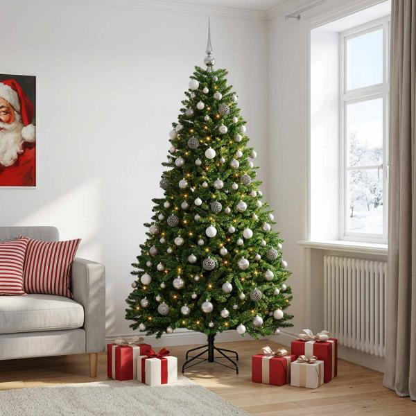 Künstlicher Weihnachtsbaum Mittelgrün mit Kugeln 300 cm