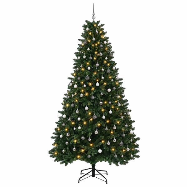 Künstlicher Weihnachtsbaum Mittelgrün mit Kugeln 300 cm