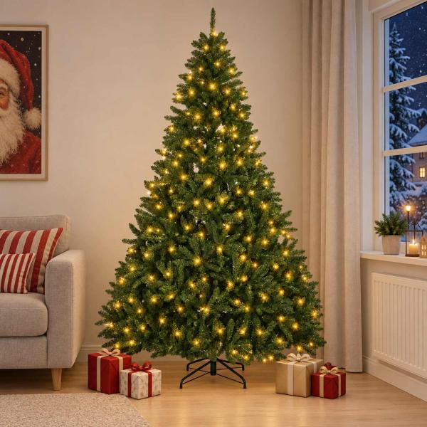 ARDEBO.de - Künstlicher klappbarer Weihnachtsbaum 300 cm 300 LEDs
