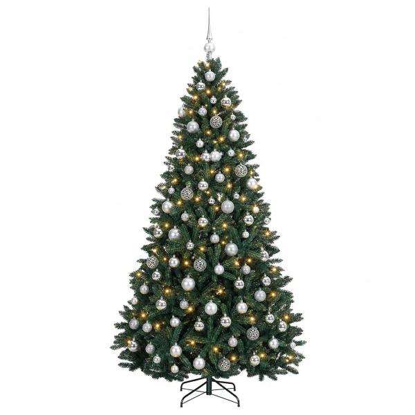 Künstlicher Weihnachtsbaum Dunkelgrün mit Kugeln 180 cm