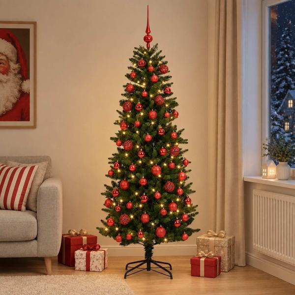 ARDEBO.de - Künstlicher Weihnachtsbaum mit Weihnachtskugeln 240 cm 300 LEDs