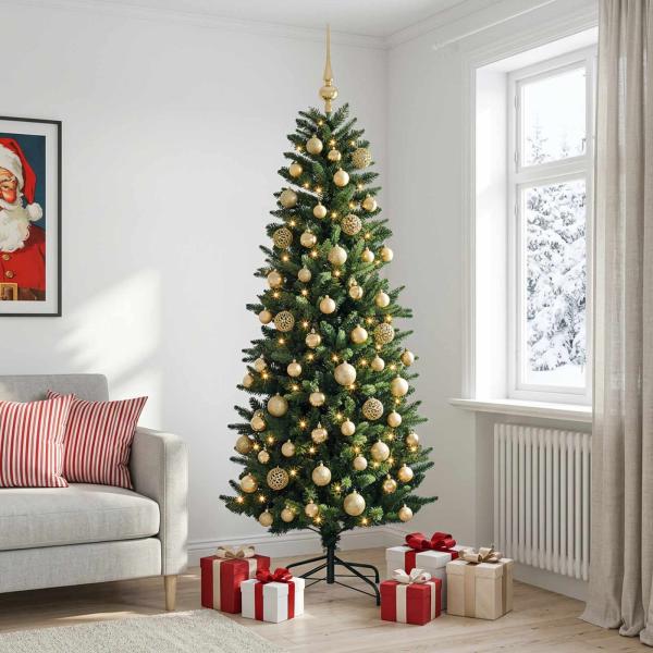Künstlicher Weihnachtsbaum mit Weihnachtskugeln 210 cm 300 LEDs