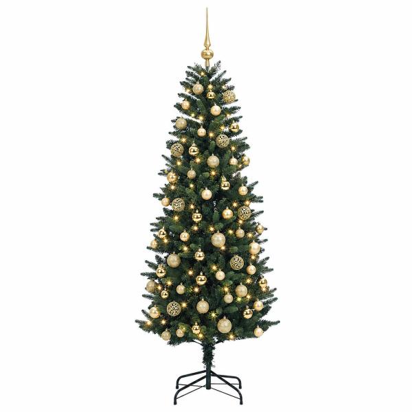 Künstlicher Weihnachtsbaum mit Weihnachtskugeln 210 cm 300 LEDs