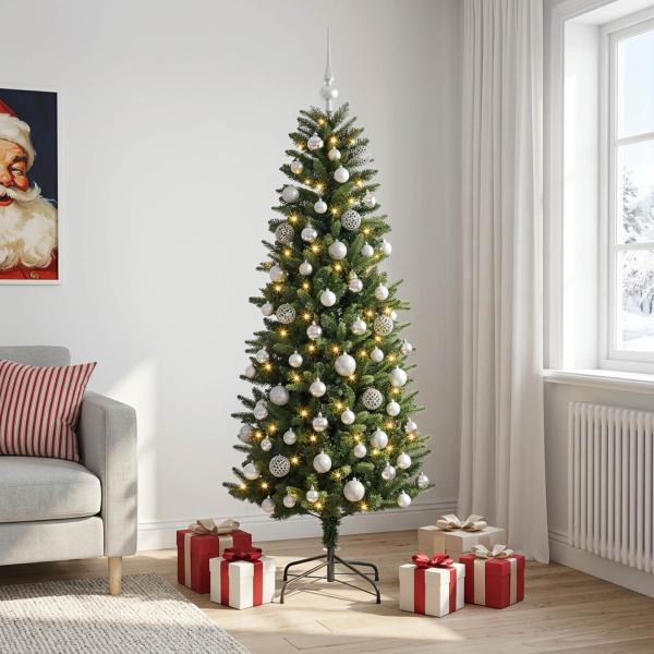 Künstlicher Weihnachtsbaum mit Weihnachtskugeln 240 cm 300 LEDs