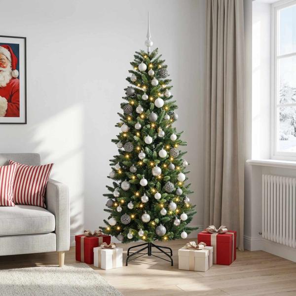 Künstlicher Weihnachtsbaum mit Weihnachtskugeln 180 cm 300 LEDs