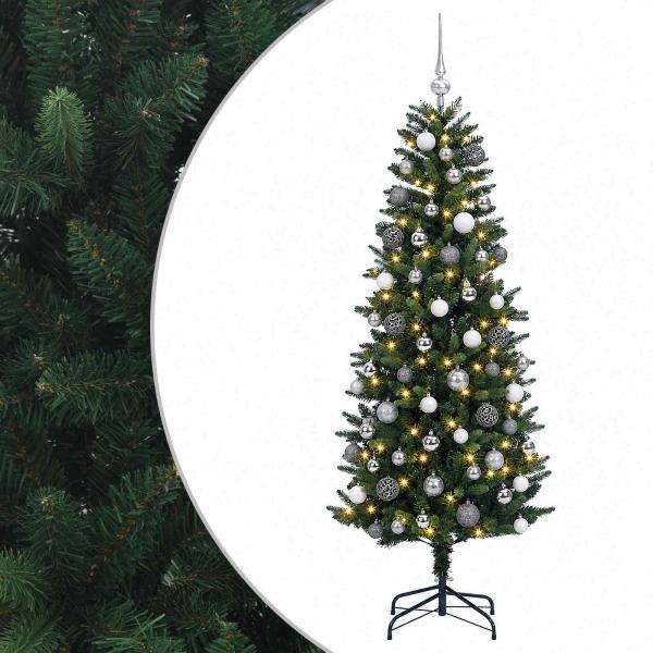 Künstlicher Weihnachtsbaum mit Weihnachtskugeln 210 cm 300 LEDs