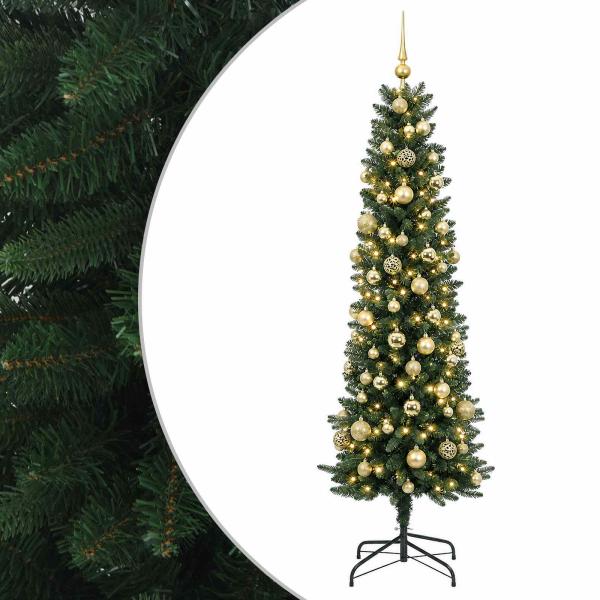 Künstlicher schmaler Weihnachtsbaum mit Weihnachtskugel 180 cm