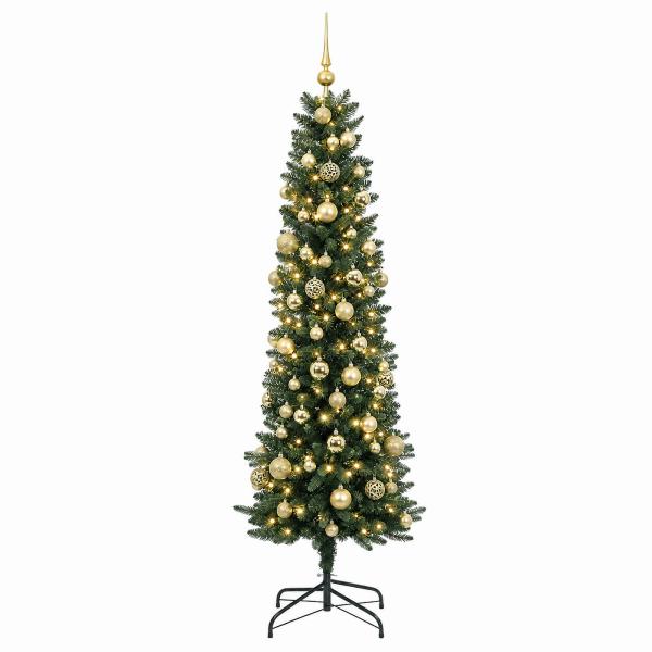 Künstlicher schmaler Weihnachtsbaum mit Weihnachtskugel 180 cm