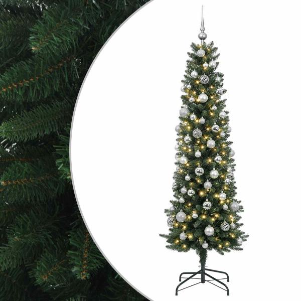 Künstlicher schmaler Weihnachtsbaum mit Weihnachtskugel 180 cm