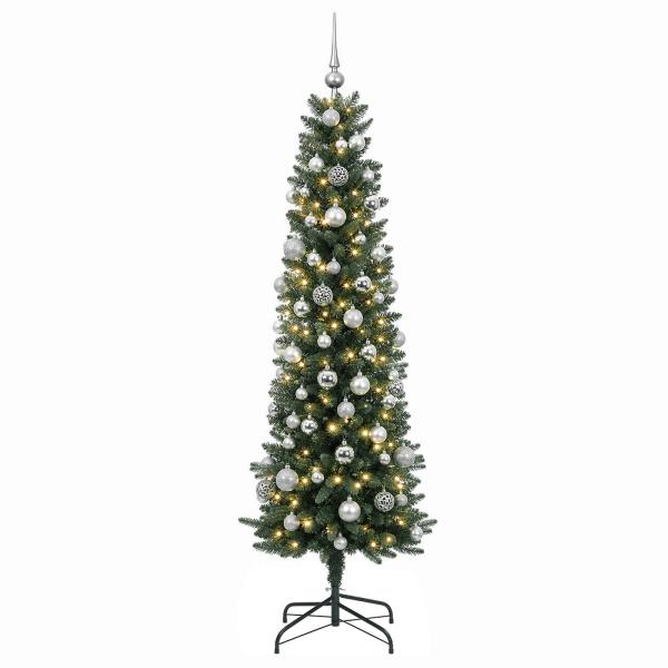 Künstlicher schmaler Weihnachtsbaum mit Weihnachtskugel 180 cm