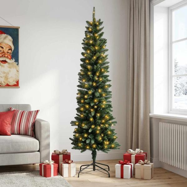 Künstlicher schlanker Weihnachtsbaum 180 cm 300 LEDs