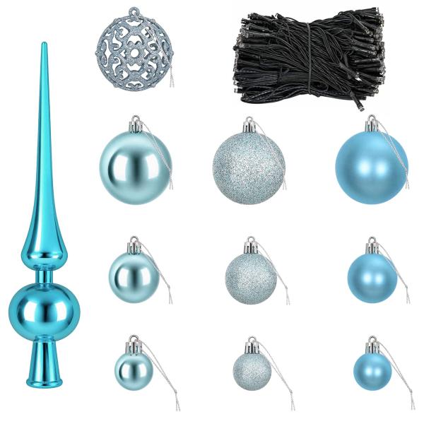 Weihnachtskugel-Set 120 stk. Türkis Durchmesser 6 cm Kunststoff