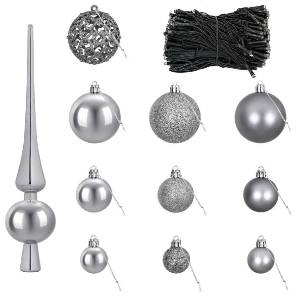 Weihnachtskugel-Set 120 stk. Grau Durchmesser 6 cm Kunststoff