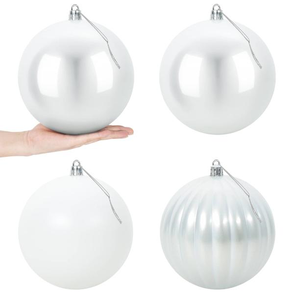 Weihnachtskugel-Set XXL 4 stk. Weiß Durchmesser 20 cm