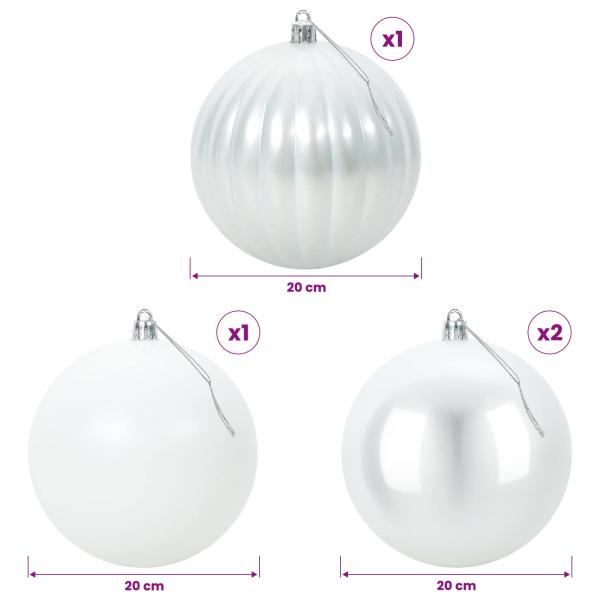 Weihnachtskugel-Set XXL 4 stk. Weiß Durchmesser 20 cm