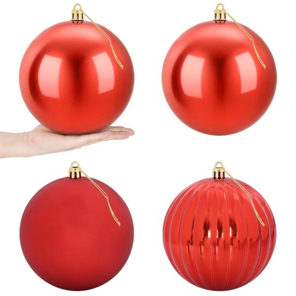 Weihnachtskugel-Set XXL 4 stk. Rot Durchmesser 20 cm Kunststoff