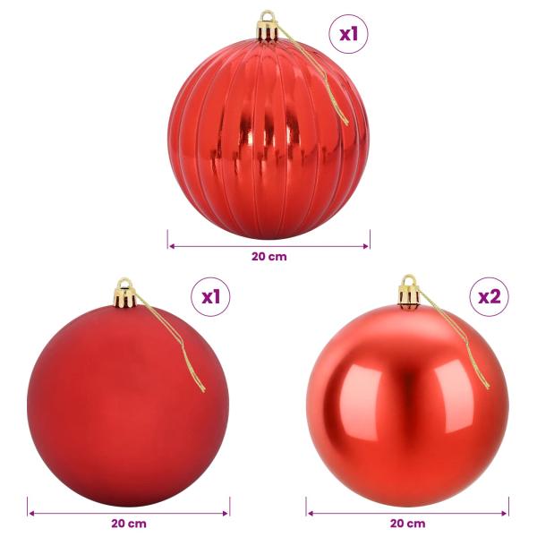 Weihnachtskugel-Set XXL 4 stk. Rot Durchmesser 20 cm Kunststoff