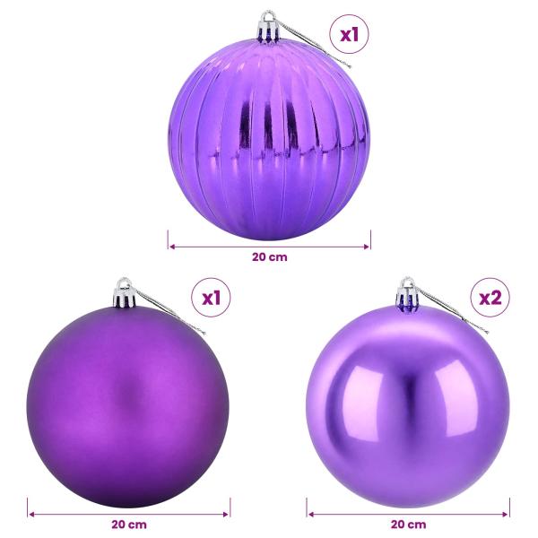 Weihnachtskugel-Set XXL 4 stk. Lila Durchmesser 20 cm