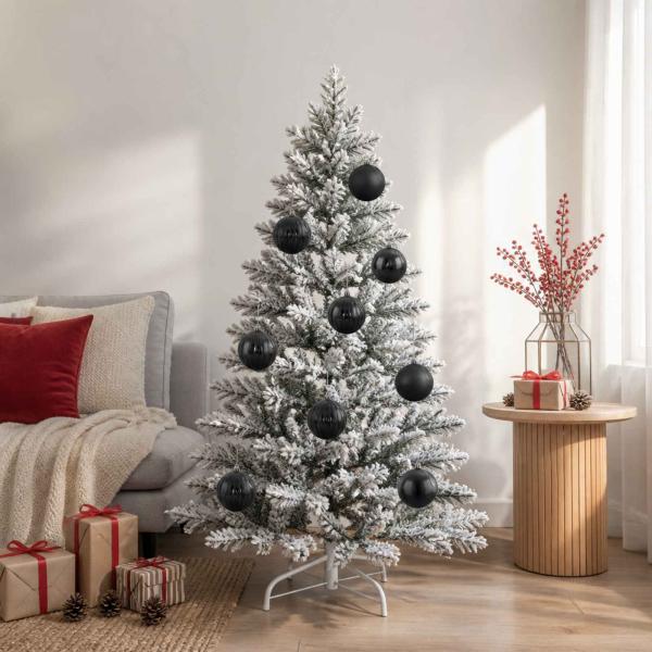ARDEBO.de - Weihnachtsbaumkugel Set XL 9 stk. Schwarz Durchmesser 15 cm