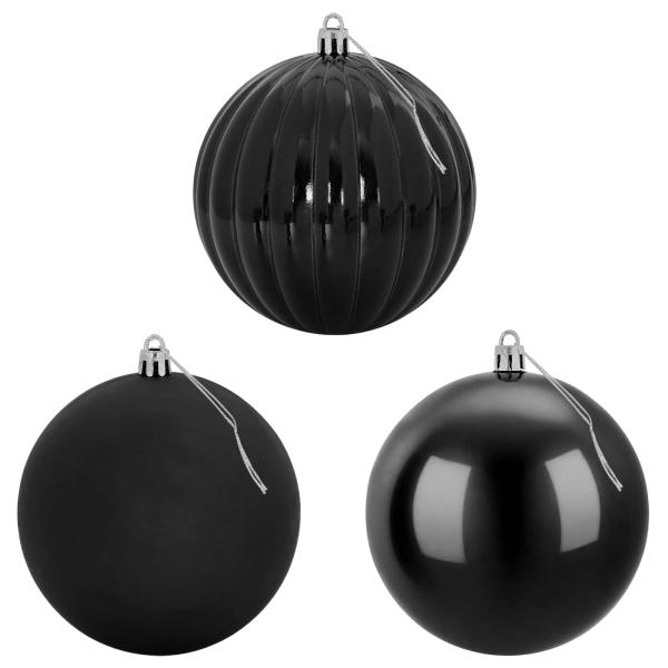 Weihnachtsbaumkugel Set XL 9 stk. Schwarz Durchmesser 15 cm