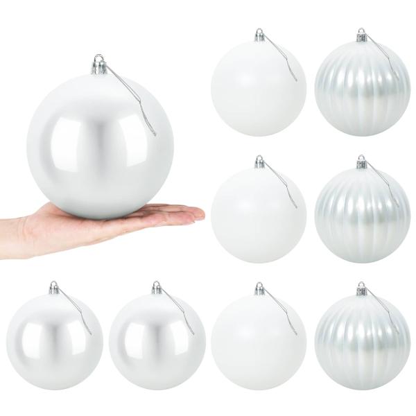Weihnachtsbaumkugel Set XL 9 stk. Weiß Durchmesser 15 cm