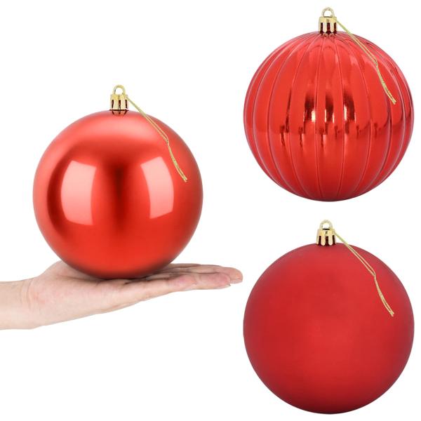 Weihnachtsbaumkugel Set XL 9 stk. Rot Durchmesser 15 cm