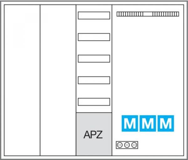 Hager ZB35APZ2 Komplettschrank, Systemschrank, Multimedia, univers Z, SKII, IP44, VF-5rh/APZ, 5-feldig