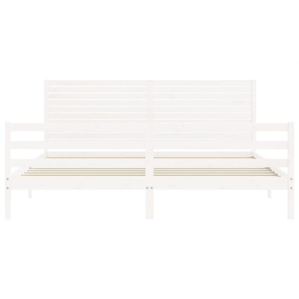 Massivholzbett mit Kopfteil Weiß 200x200 cm