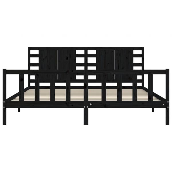 Massivholzbett mit Kopfteil Schwarz 200x200 cm