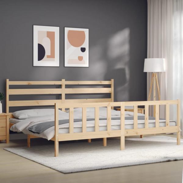 Massivholzbett mit Kopfteil 200x200 cm
