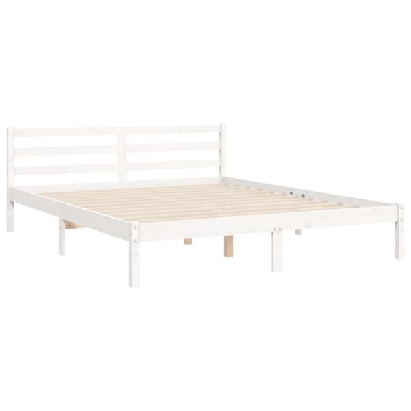 Massivholzbett mit Kopfteil Weiß 160x200 cm